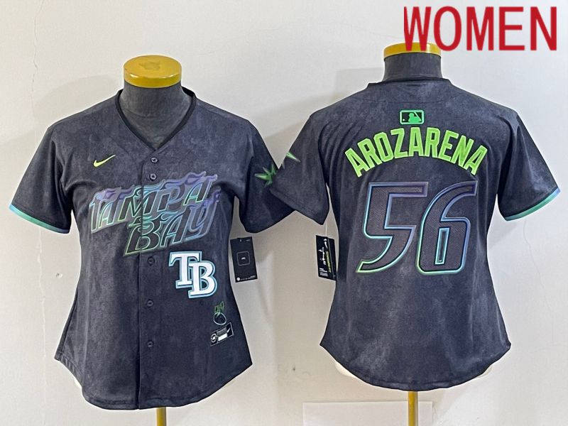 Women Tampa Bay Rays #56 Randy Arozarena Nike MLB Limited City Connect Black 2024 Jersey style 5->women mlb jersey->Women Jersey